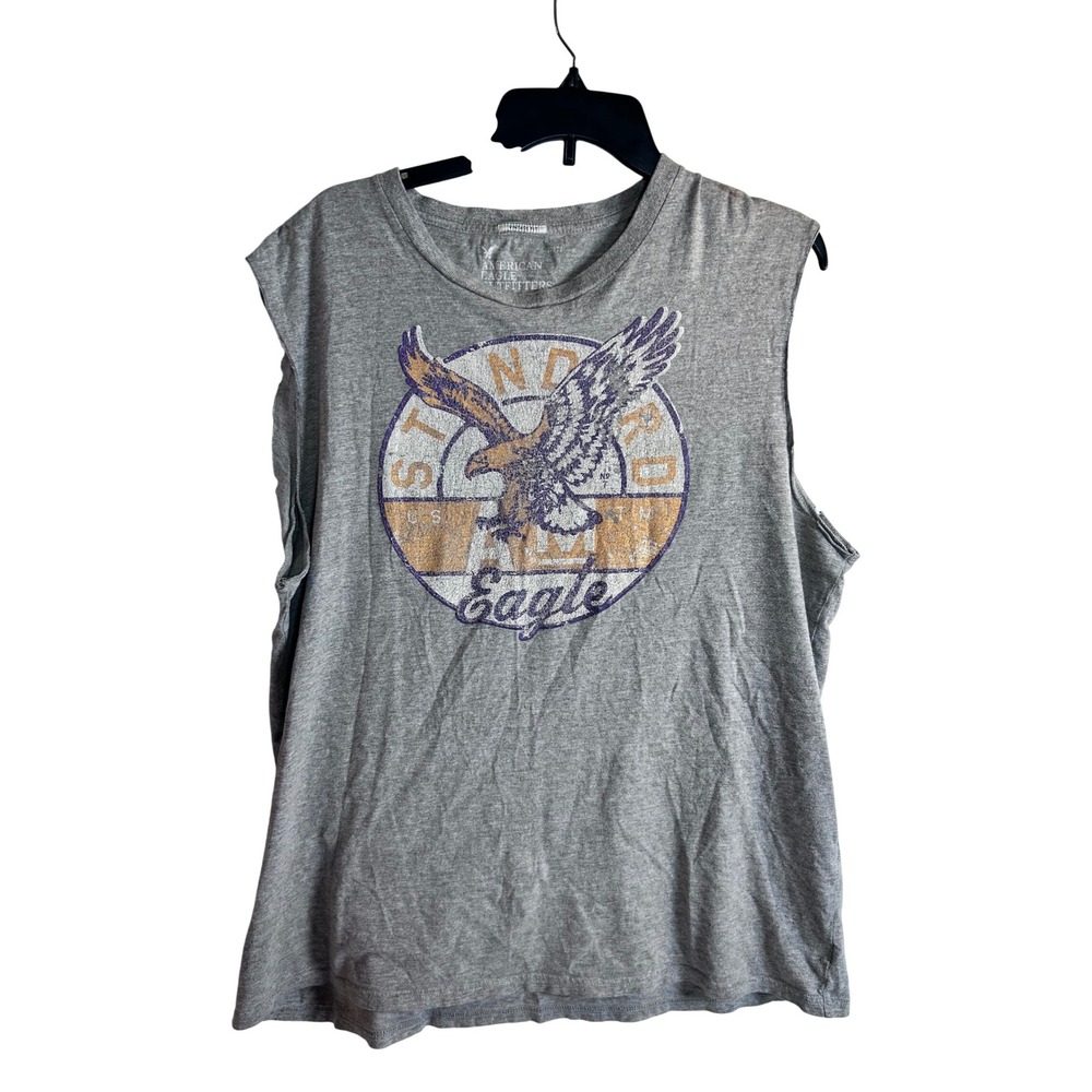 American Eagle Graphic Muscle Tank XL Gray Distressed Eagle Mens - Picture 1 of 7